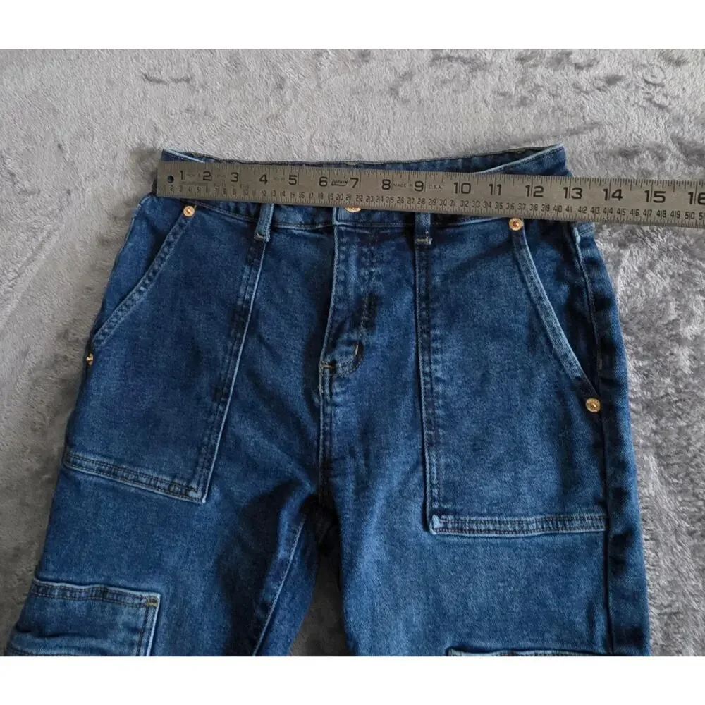 Michael Kors Cargo Skinny Jeans Women's Size 4P Blue Stretch Denim